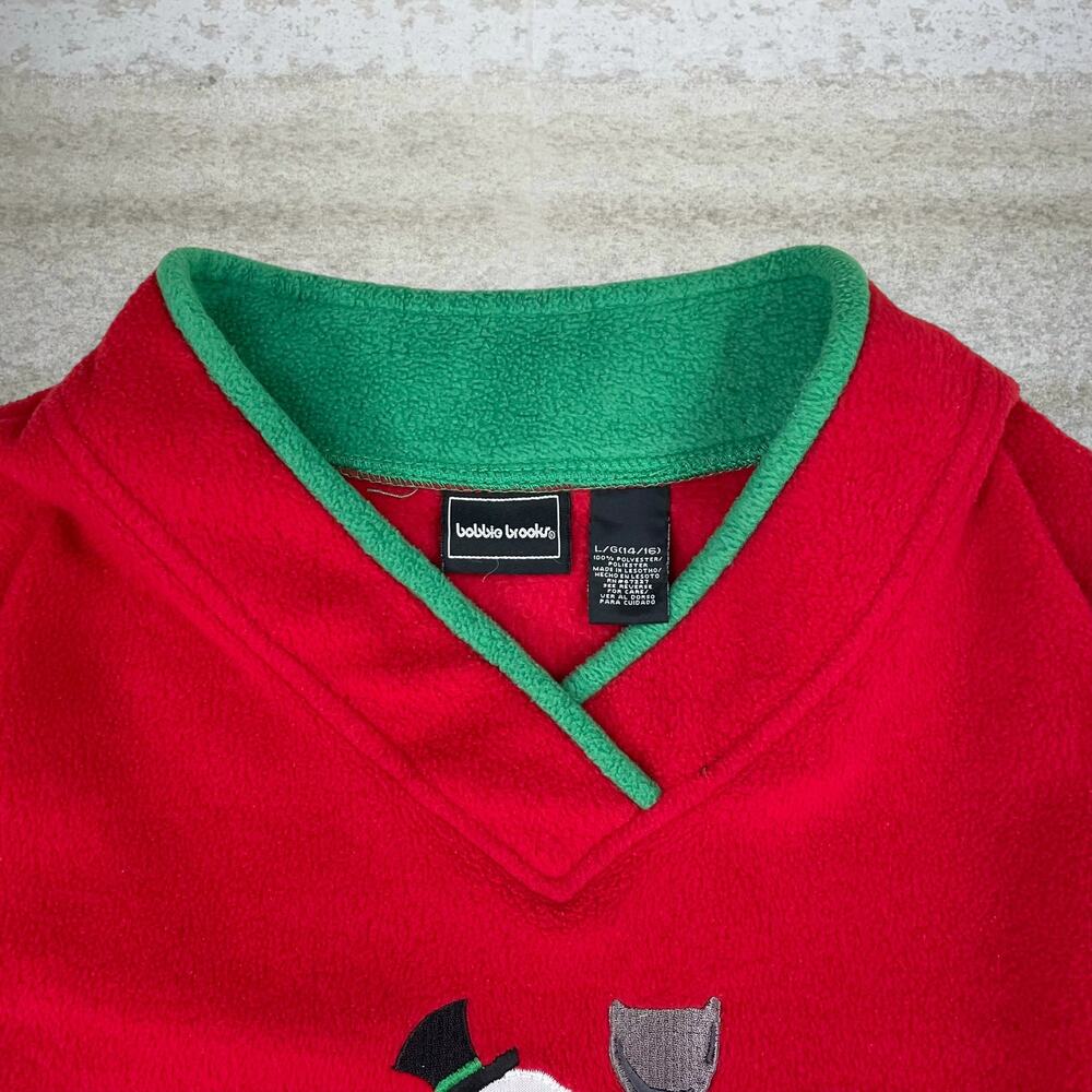 Vintage Y2K Christmas Sweatshirt Womens L Crimson Red Fleece Snowman - Picture 3 of 3
